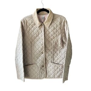Vintage Old Navy Large Quilted Cream Chore Jacket With Corduroy Collar
